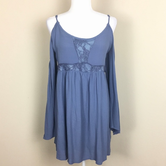 FRANCESCA'S Ayla Blue Kelsee Cold Shoulder Dress - Picture 2 of 6